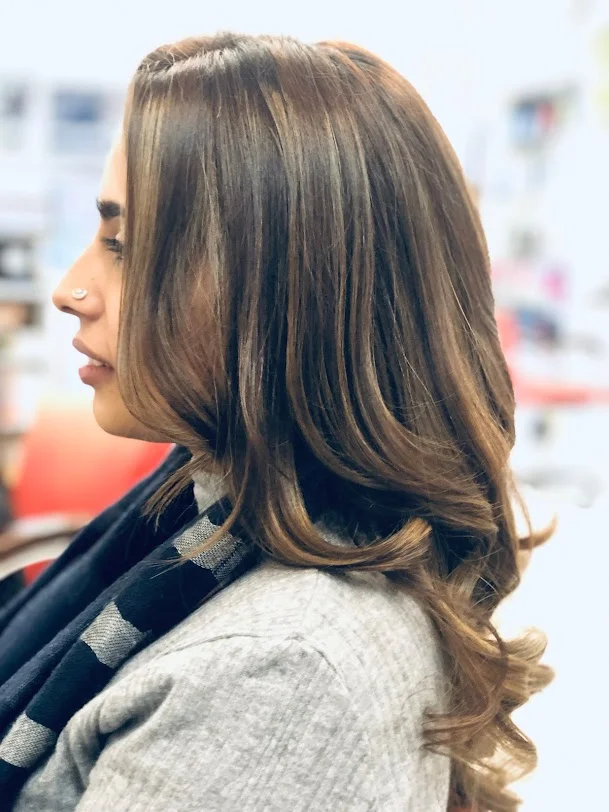 Caramel Side-Swept Blowout